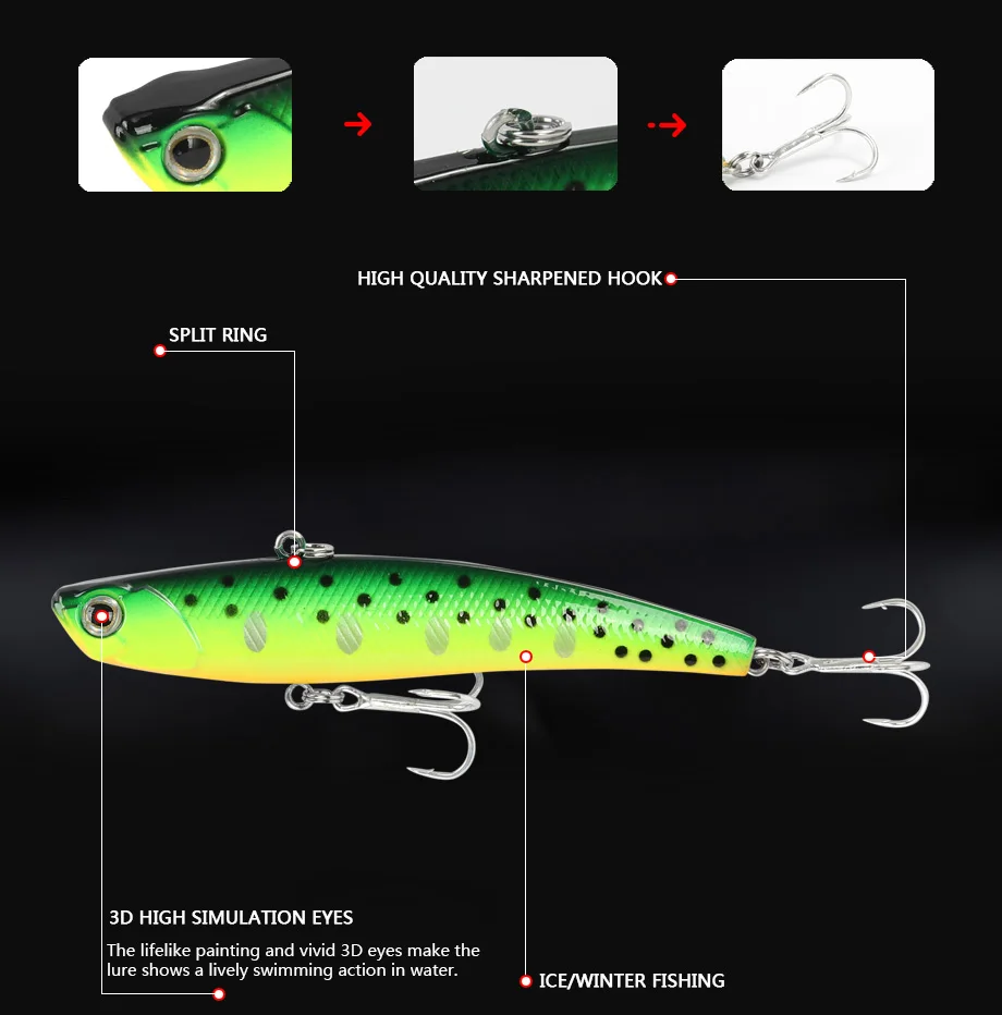 

1pc 26g 93mm Heavy Vibrating Fishing Lure Hard Swimbait
