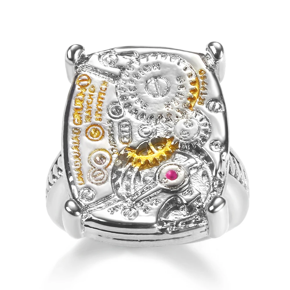 

Women Rings Silver Plated Stainless Steel Rings Four Prong Mechanical Tooth Pattern Rings Gift for Girlfriend Fashion Jewellery