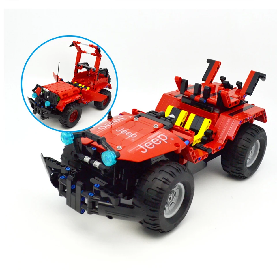 Technic Series Building Wrangler 2 в 1 блоки Rc автомобиль красный джип внедорожный скалолазание