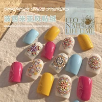 new design bohemia style nails art stickers retro customs relief model japanese soft color manicure decoration