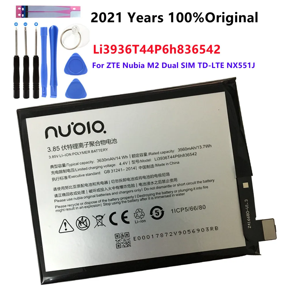 Bater&iacute;a Original Li3936T44P6h836542 de 3630mAh para ZTE/Nubia M2, Nubia M2 Dual SIM Nubia M2 Dual SIM TD-LTE, bater&iacute;a NX551J-0