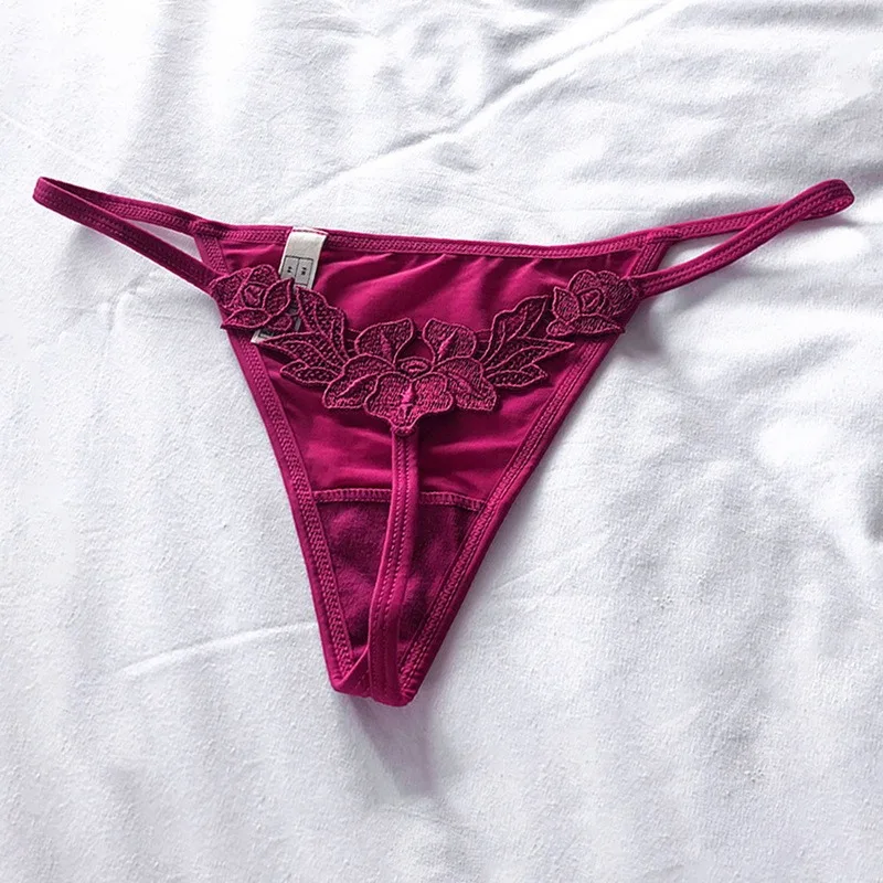 

Jodimitty European Luxury Floral Embroidered Sexy Panties Low Waist String Solid Temptation Thin Women Underwear Seamless Briefs