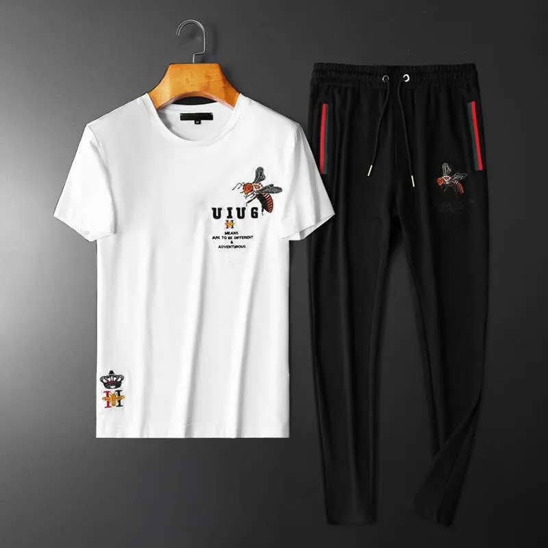 2021 European and American Fashion Brand Casual Sportswear Suit Men's Summer Fashion Short-Sleeved T-shirt Suit Two-Piece