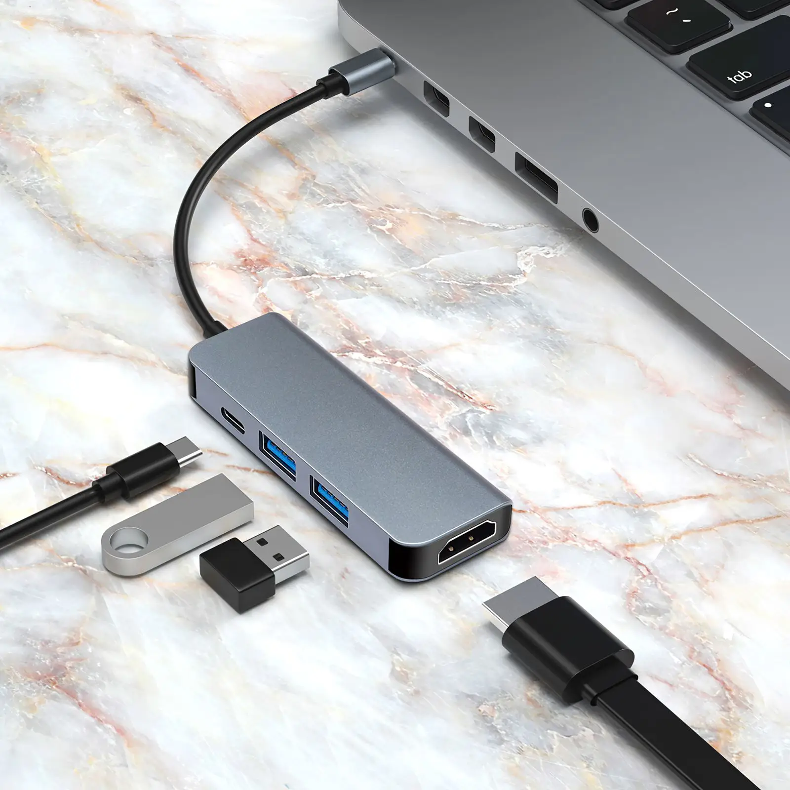 

Док-станция 4 в 1, USB Type-C на USB, HDMI