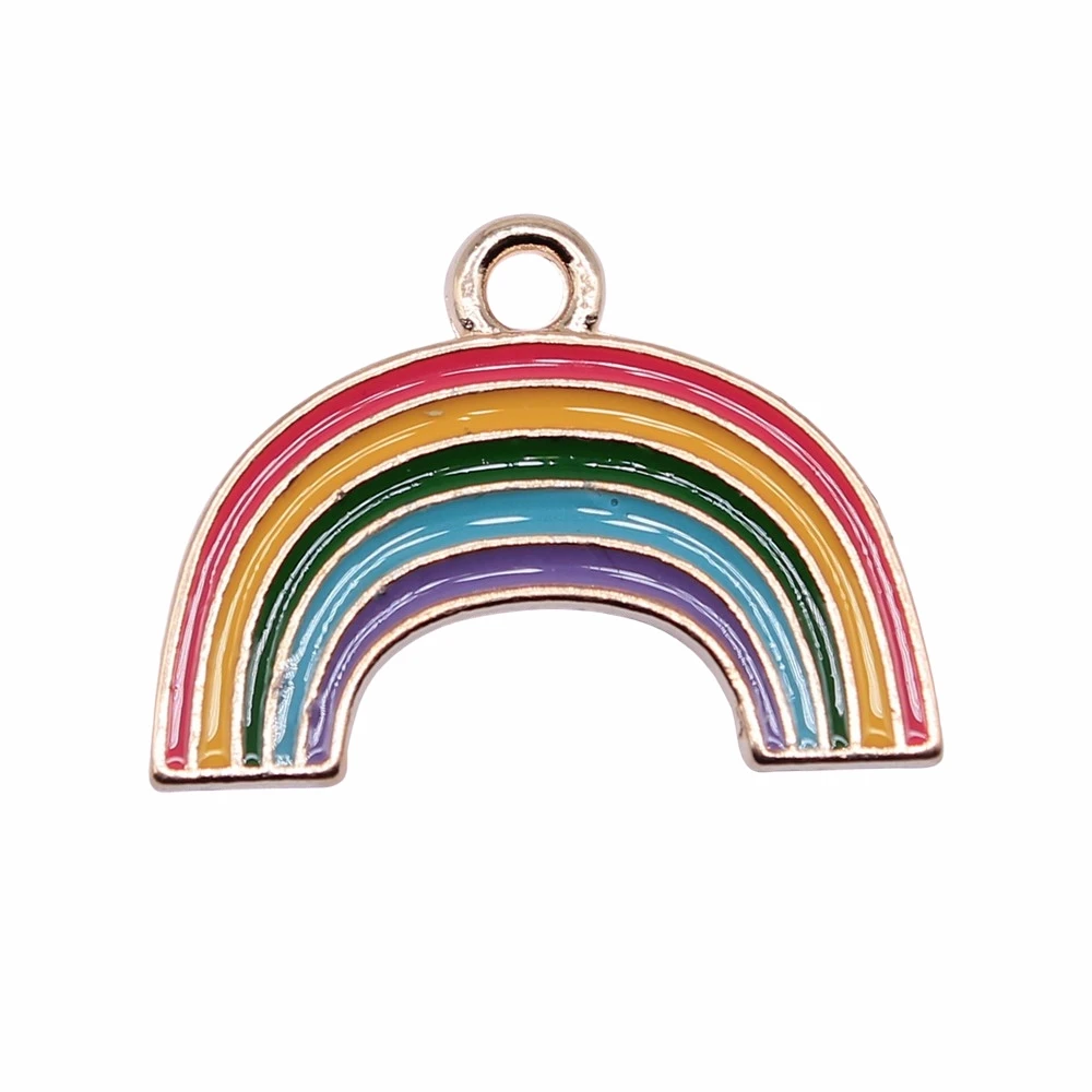 

WYSIWYG 10pcs 24x18mm KC Gold Color Rainbow Charms Pendant For Jewelry Making Earring Making Accessories