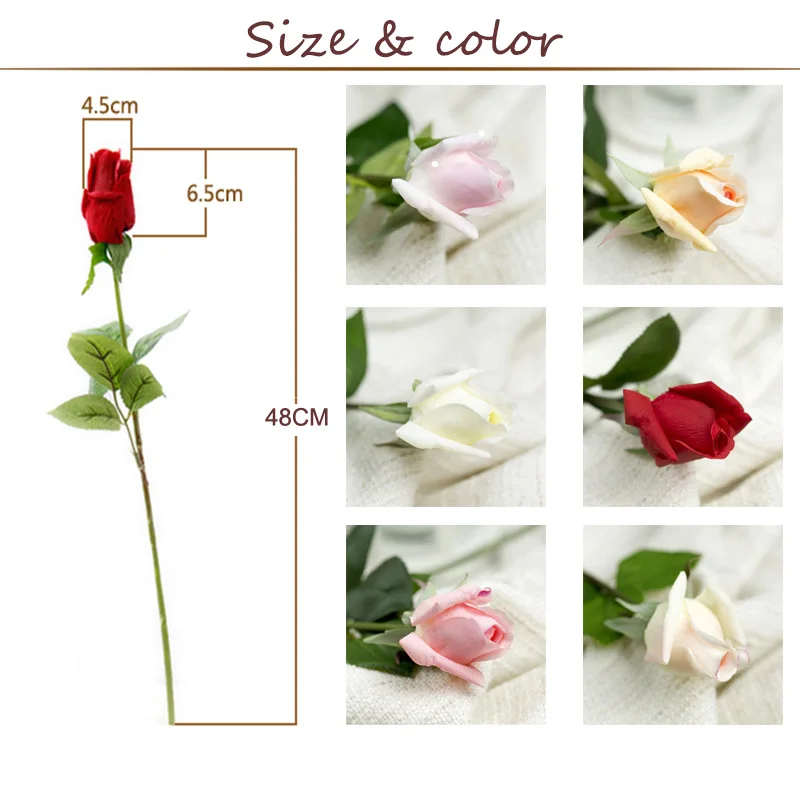 

7 Pcs Real Touch Rose Branch Stem Latex Rose Hand Feel Felt Simulation Decorative Artificial Silicone Rose Flowers Home Wedding