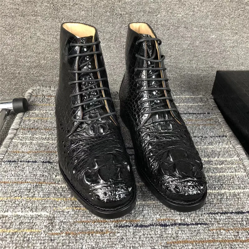 Мужские крокодиловые туфли на шнуровке повседневные из натуральной