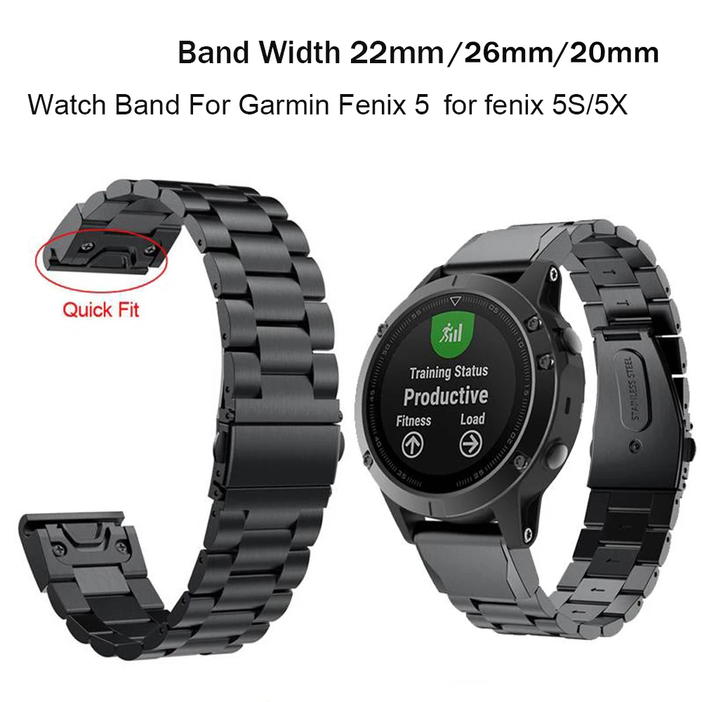 Ремешок из нержавеющей стали для Garmin Fenix 6 6X Pro 5 5X Plus 3HR быстросъемный браслет