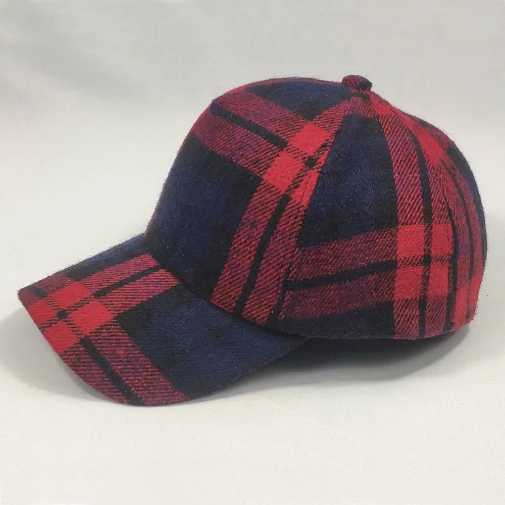 Adjustable Vintage Men Cap Plaid Tweed Baseball Hat Dad Winter Autumn Red Grey | Аксессуары для одежды