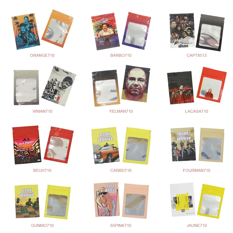 7x10 см сумка с принтом прозрачным окошком на молнии для чая Gummy Candy Bear Flavor Flower Dry Tobacco