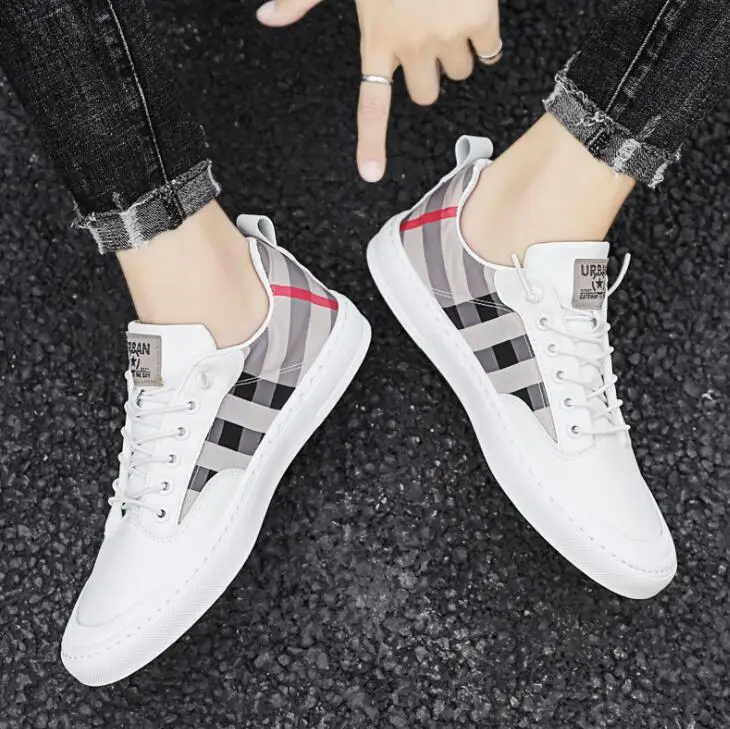

plaid shoes for men High-top printed canvas shoes Joker simple Outdoor Shoes Popular Fashion Flats Shoes Men's Vulcanize Shoes