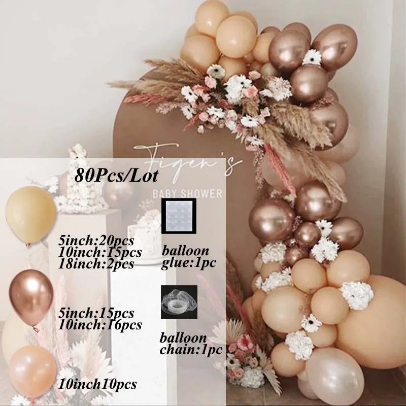 

80Pcs Rose Gold Balloons Garland Kit Arch Metallic Chrome Ballon Wedding Birthday Party Decoration Kids Adult Baby Shower