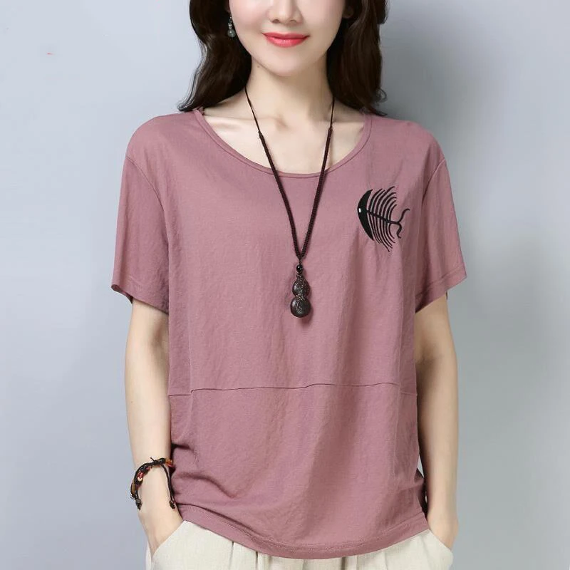 Женская хлопковая блузка размера плюс рубашка с коротким рукавом коллекция 2020