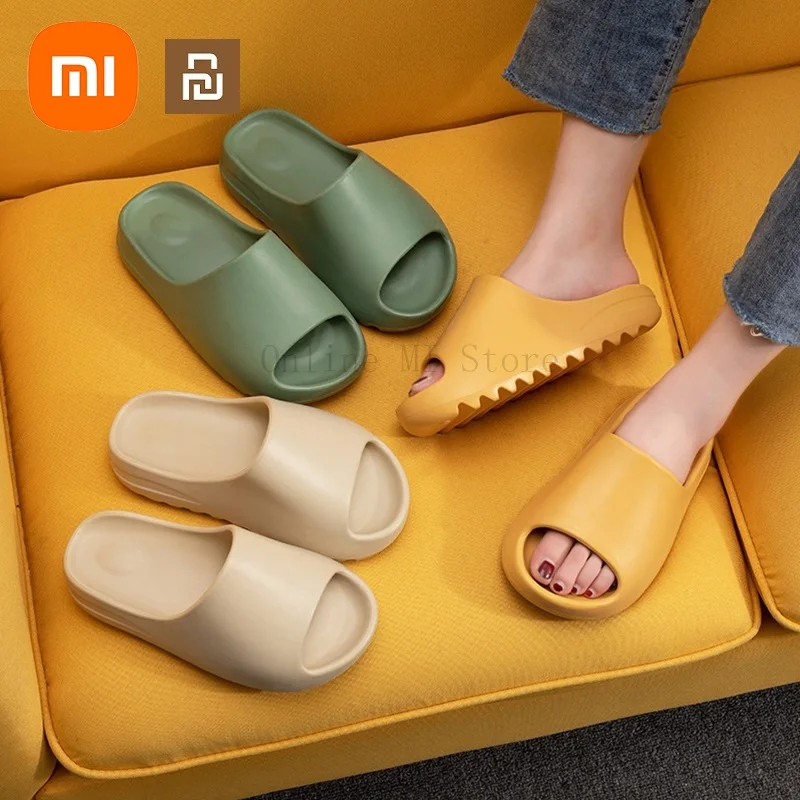 

New xiaomi youpin couple thicken summer ins slipper female solid color home indoor non-slip shoes slippers breathable sandals