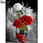 5D алмазная Картина Красная Роза Ваза Стразы в форме сердца, любовь искусство Алмазная вышивка DIY Набор крестиков головоломка украшение стены 2020