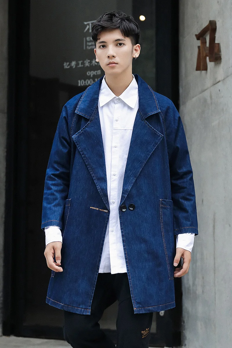 

2019 new autumn cowboy lapel jacket male loose windbreaker jacket