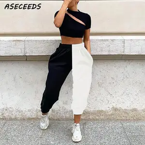 Женские тренировочные брюки в стиле пэчворк, хлопковые брюки с высокой талией в стиле хип-хоп, корейский стиль, 2020