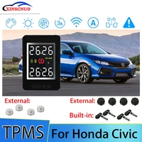 smart car tpms tire pressure monitor system for honda civic with 4 sensors wireless alarm systems lcd display tpms monitor