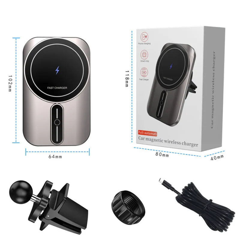 

15W magnetic car bracket holder wireless chargers for iphone 11 12 seris Quick charger phone holder air outlet car mount
