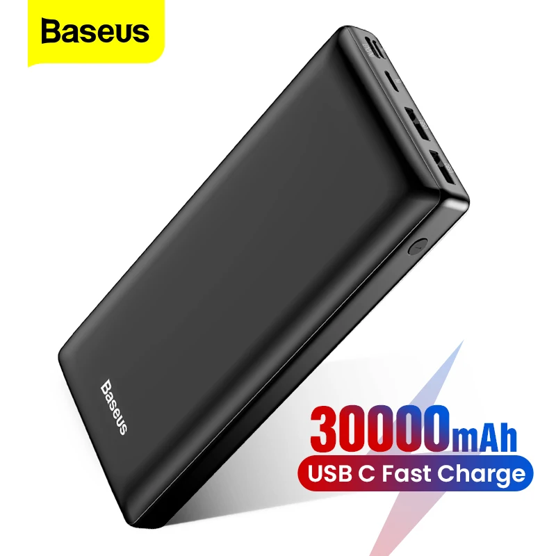 Baseus 30000 мАч Power Bank USB C PD Быстрая зарядка Powerbank для Xiaomi mi портативное Внешнее