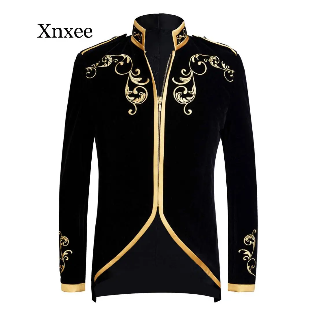 Британский Стиль дворец принца модные черные бархатные Золото блейзер в полоску