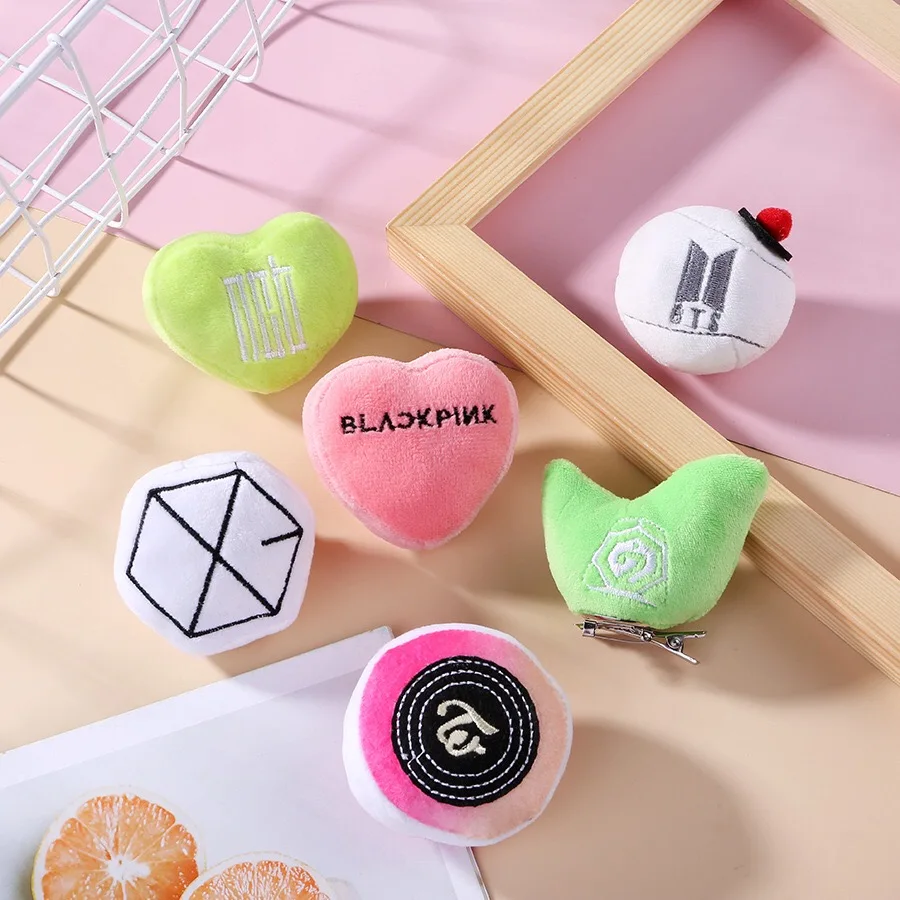 

HQBTS Bangtan Boys Groups Plush bag decorative buckle sweet and cute all-match got7 exo nct hairpin hair accessories clip around