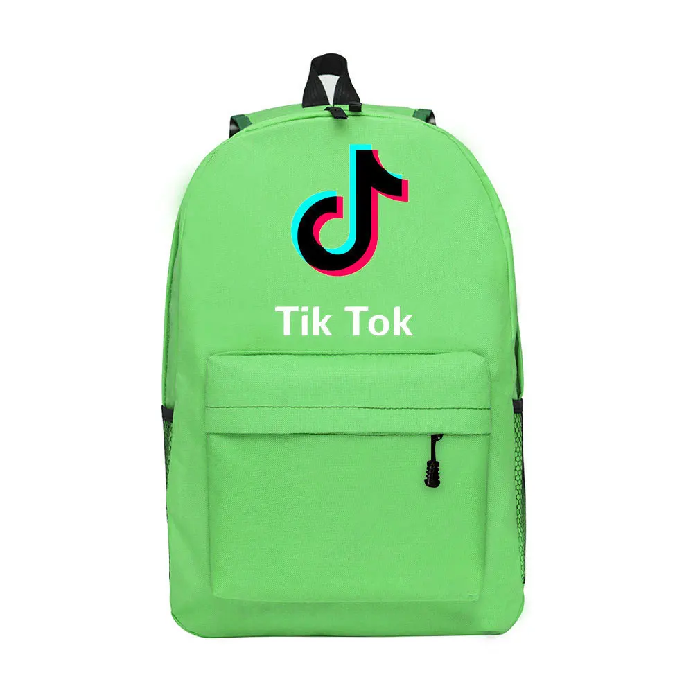 

NEW Tik Tok APP Logo School Solid Color Nylon Cchool Bag Candy Color Large Capacity Backpack Fashion Casual Backpack