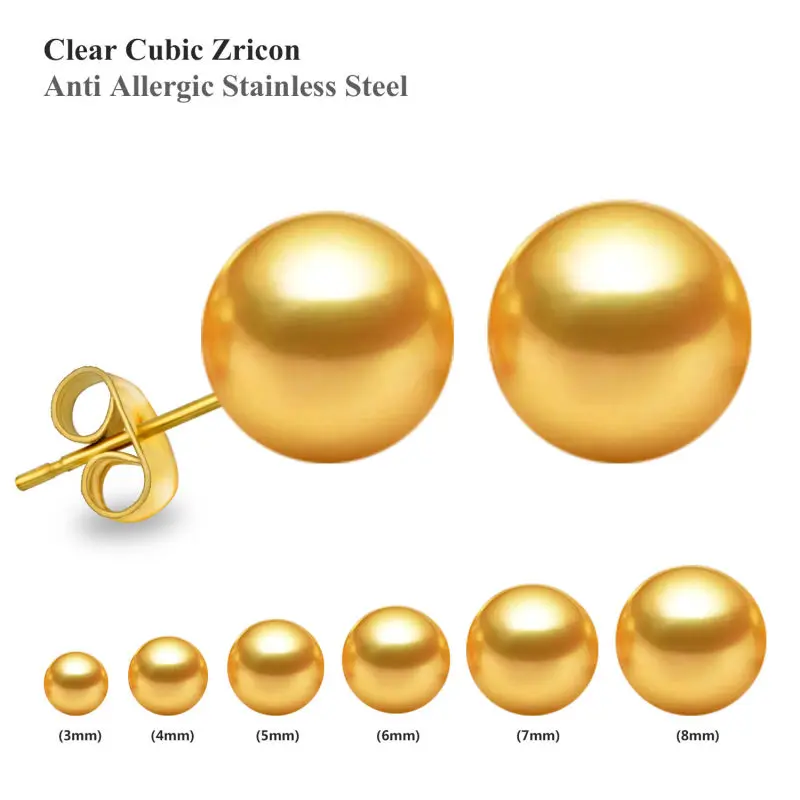 Серьги-гвоздики LUXUKISSKIDS с шариками из нержавеющей стали 6 партий/коркорзина