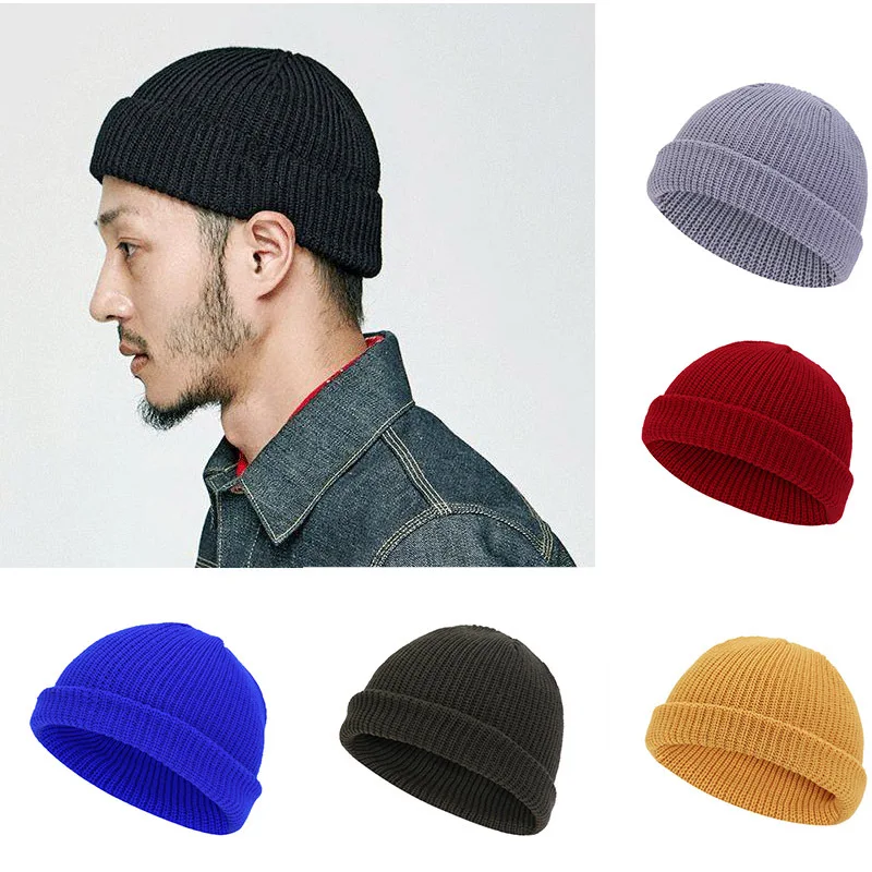 Brimless Hats Hip Hop Beanie Skullcap Street Knitted Hat Women Men Acrylic Unisex Casual Solid Pumpkin Portable Melon Cap Winter |