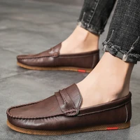 men shoes flat leather shoes men breathable solid color slip on men driving shoes spring and autumn new style mens peas shoes