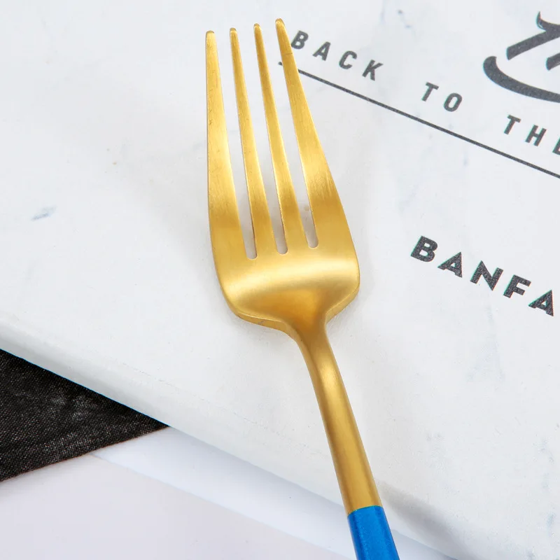 

Creative Stainless Steel Tableware Four-piece Set of Western Tableware Cutlery Set Gold Spoon and Fork Set