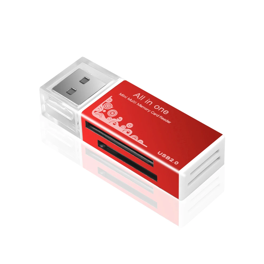 Kebidumei SD кард-ридер MINI USB 2,0 OTG Micro SD/SDXC TF кард-ридер адаптер для ПК ноутбука компьютера - Цвет: Red