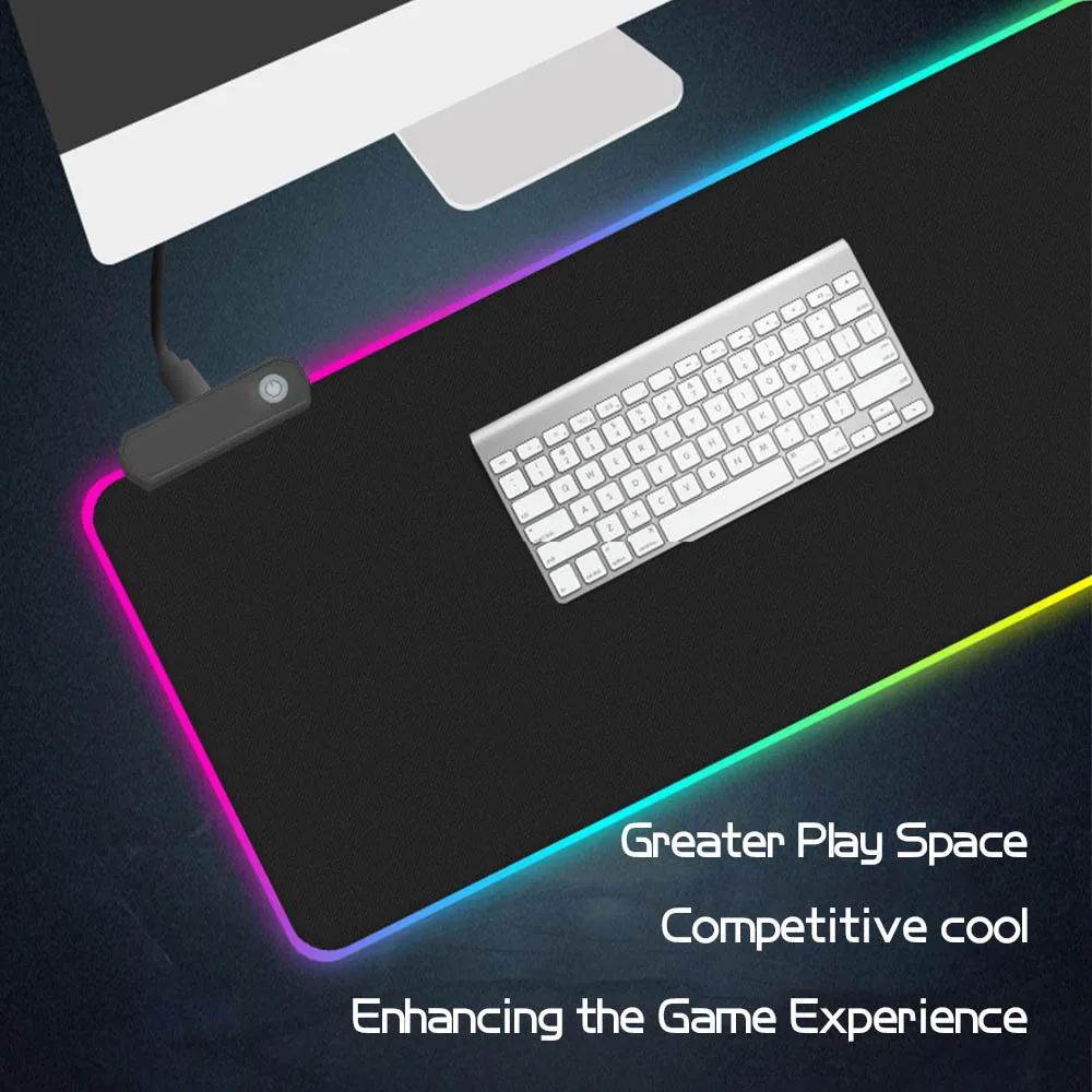 Светящийся RGB игровой коврик для мыши цветной негабаритный светящийся USB Расширенный светодиодный нескользящий Настольный Коврик Для Мыши для ПК ноутбука