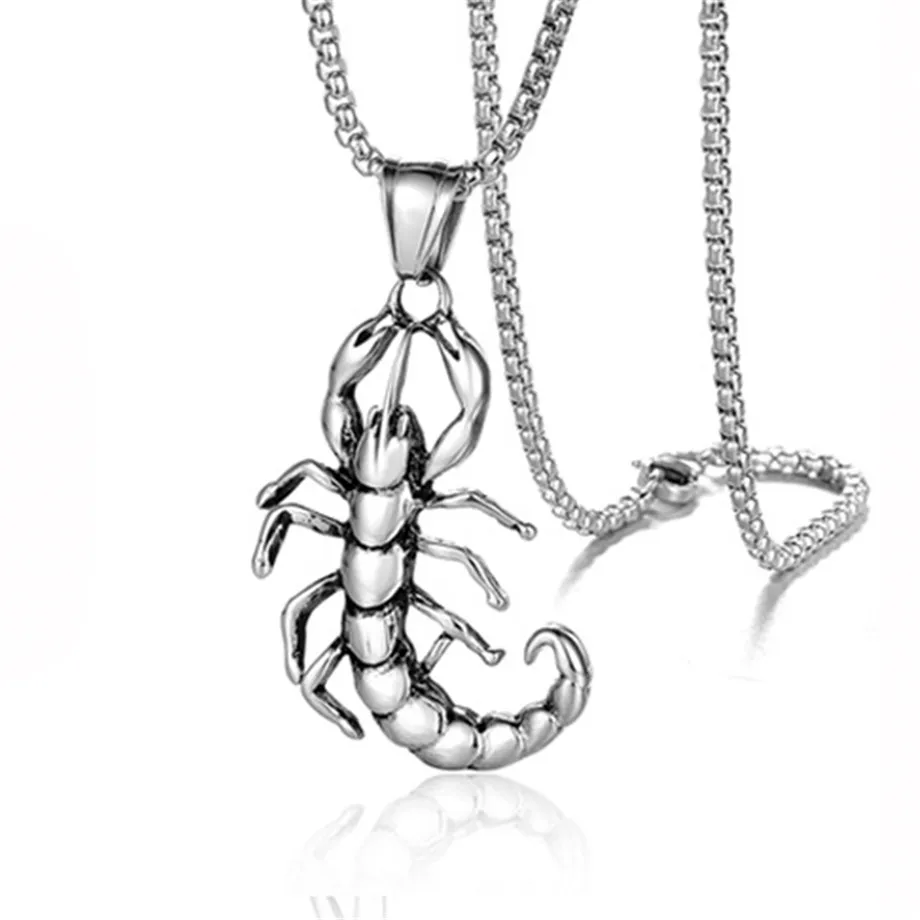 Cool Punk Scorpio Scorpion Pendant Necklaces Male Silver Color Stainless Steel Necklace For Men/Women Fashion Jewelry 2020 New