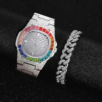 diamond watch for men top brand for men luxury iced out gold watch bracelet hip hop jewelry relogio masculino women mens watch