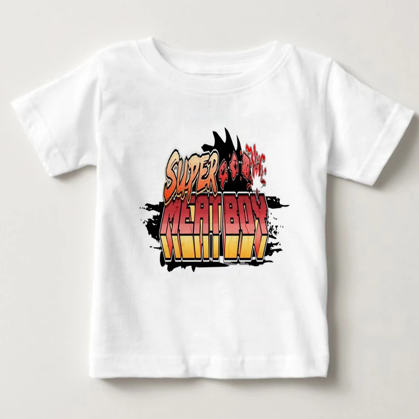 Модная детская футболка с принтом Супер мясо для мальчиков видеоиграми Забавные