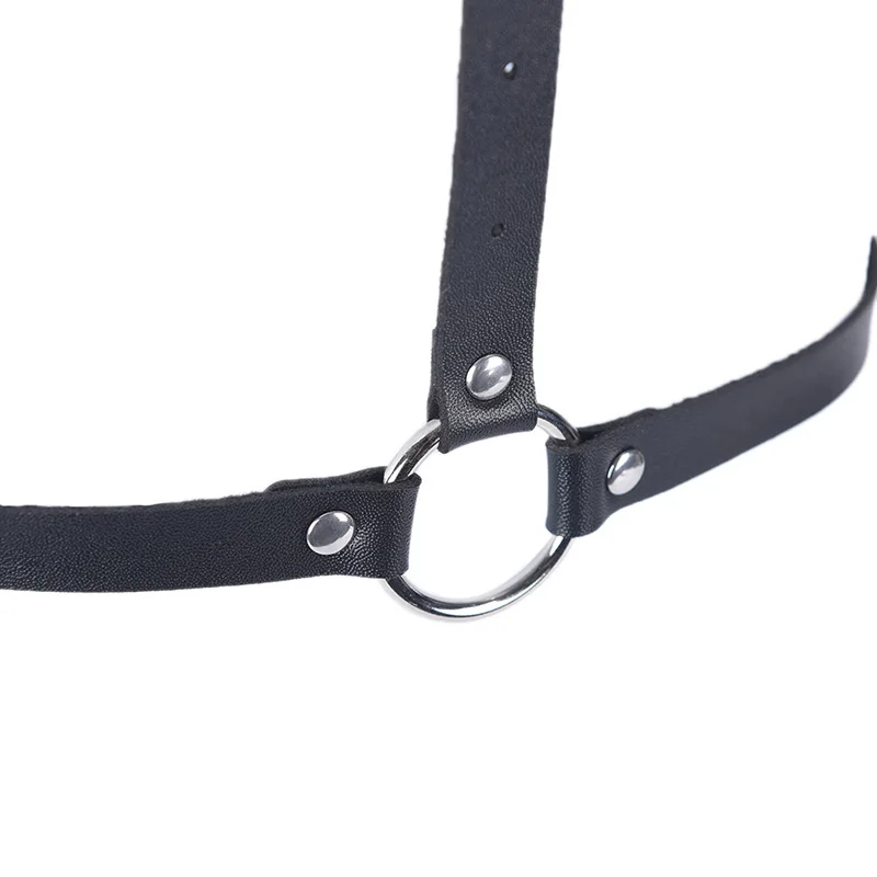 

1PCS Women Black Slim Suspenders Buckle Top Leather Harness Belt Fashion Bondage Adjustable Chest Straps Punk Goth Bra
