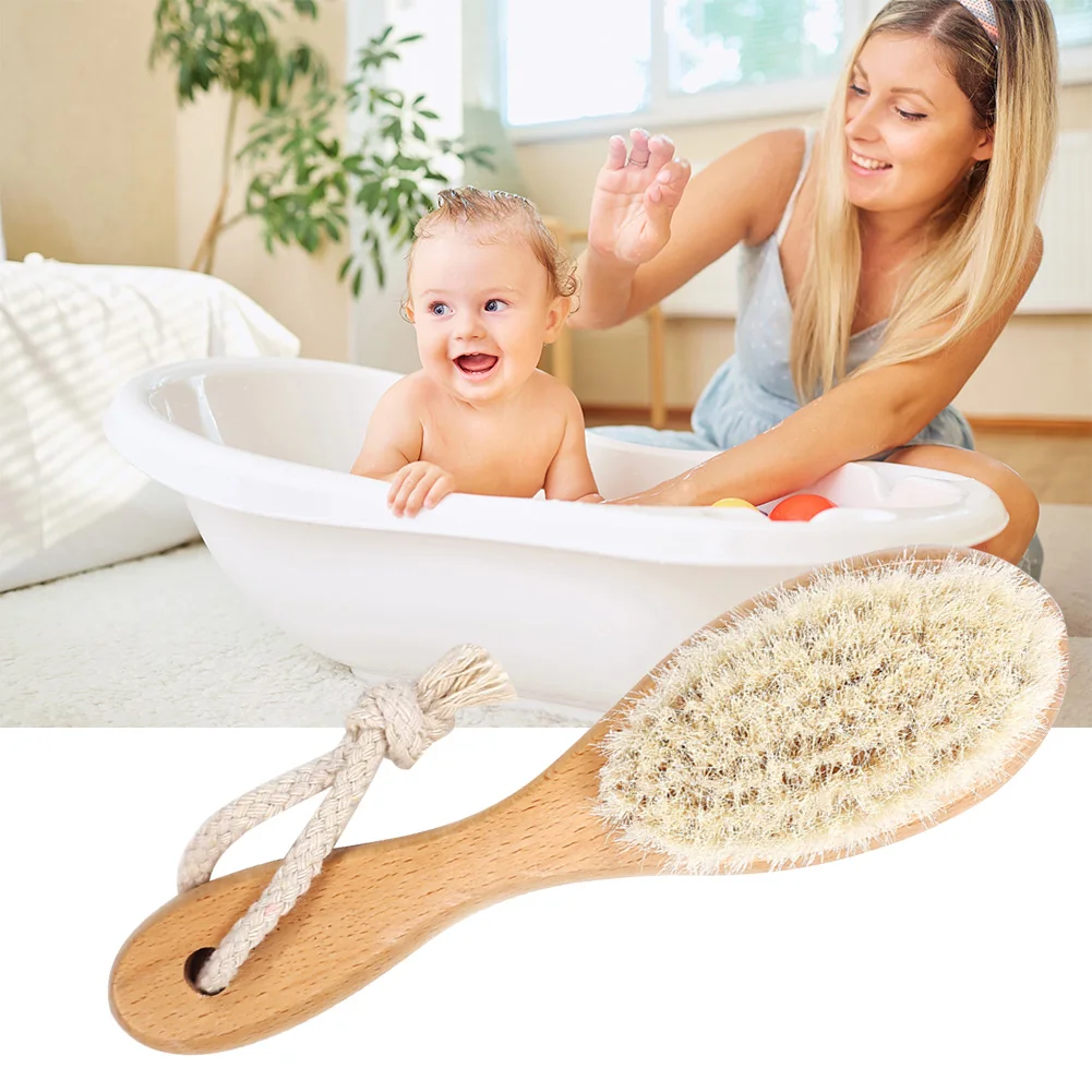 

New Baby Care Pure Natural Wool Baby Wooden Brush Comb Brush Baby Hairbrush Newborn Hair Brush Infant Comb Head Massager