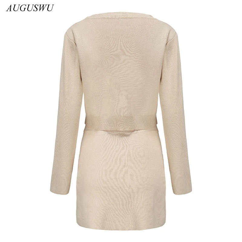 

Autumn Knitted Turtleneck Women's 2-piece Sets Solid Long Sleeve Crop Top Side Split Skirt Suit Female 2021 Fashion Lady Clothes