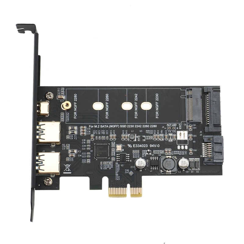 

Двойной USB 3,0 1 порт Type-C M.2 PCIe адаптер M2 SSD SATA B Ключ к PCI-E 2280 преобразовательной карте для NGFF 2260 2242 2230
