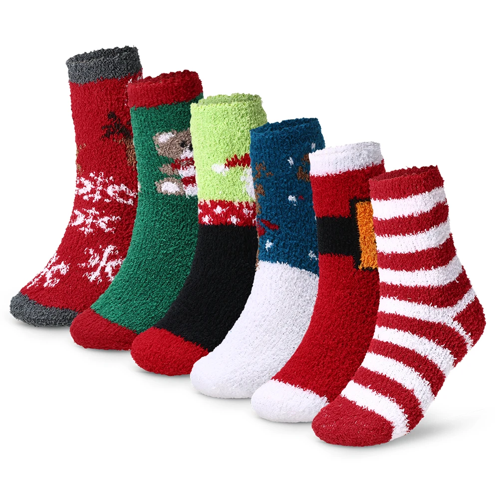 Теплые носки для взрослых с рисунком рождественские праздничные впитывающие