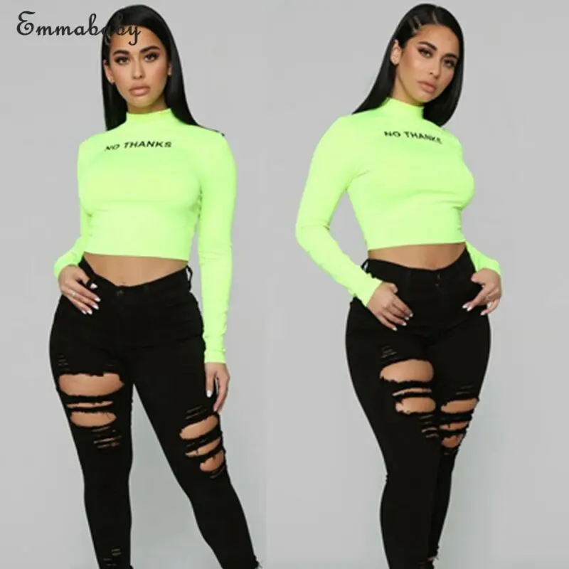 2019 NEW Ladies T Shirt Sexy Short Tees Tops Long Sleeve Plain T-Shirts For Women Print Stretch | Женская одежда