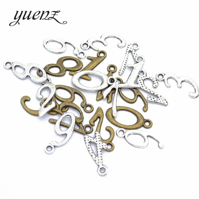 YuenZ цифровые Подвески с цифрами 0 9 из металлического сплава 2 цвета Diy аксессуары