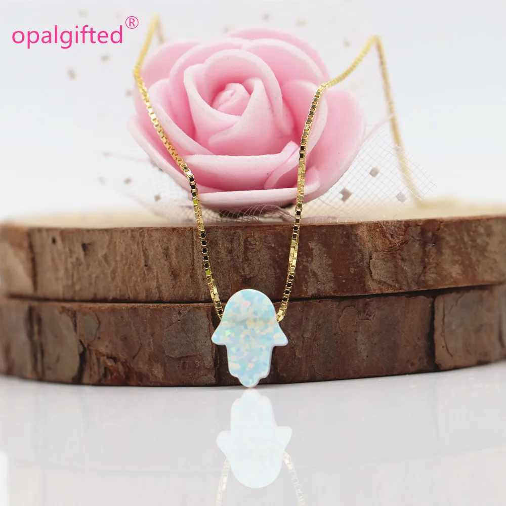 Женское ожерелье из серебра 925 пробы с опалом|fatima hamsa|necklace womenopal necklace |