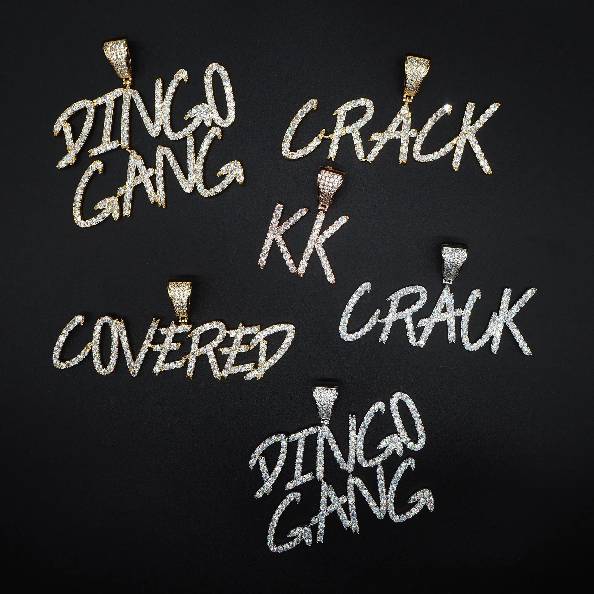 A Z Золото Цвет багет инициалы буквы хип хоп кулон Bling кубического циркония для