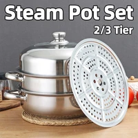 23 tier steam pot boiler stainless steel thick steamer multipurpose cookware cooker pots for induction