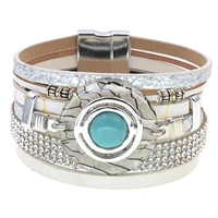 leather bracelet for women charm bracelet bangle magnetic clasp bracelet women fashion jewelry