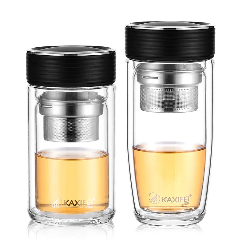 Curge Glass Tea Water Bottle with tea Infuser Double Wall and Separation Mug for Travel | Дом и сад