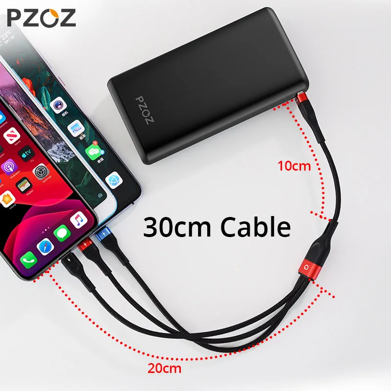 USB-кабель PZOZ 3 в 1 для iphone Xiaomi Sunung кабель быстрой зарядки Micro USB Type-C | Мобильные