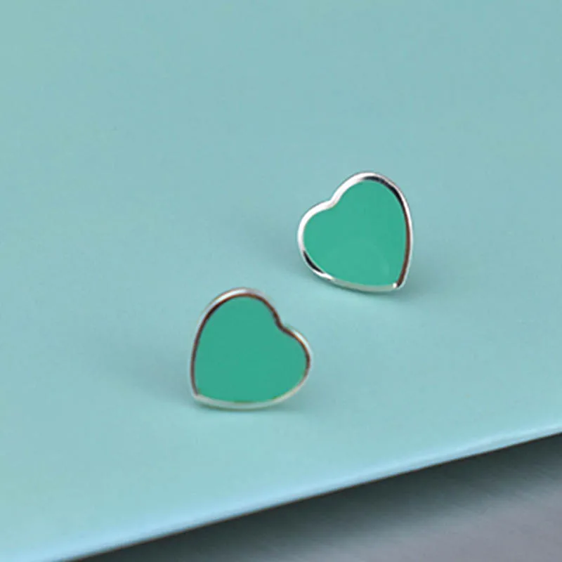 

Heart Earring Womens Stainless Steel Blue Pink Green Heart Earrings Stud Women Fashion Jewelry for Women Accessories Wholesale